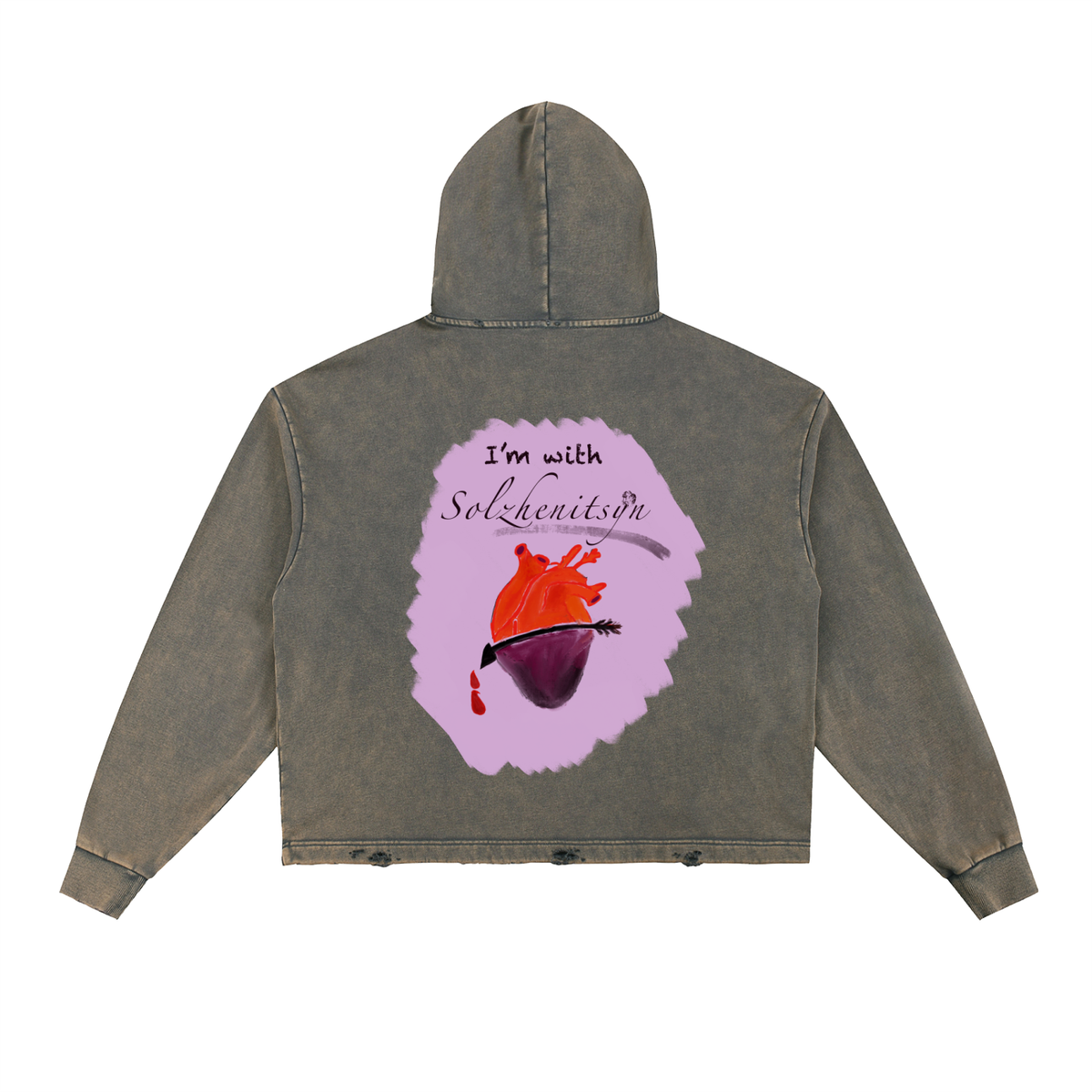 I'm With Solzhenitsyn Vintage Washed Frayed-Hem Hoodie