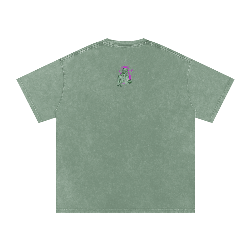 Mini Plato Small Logo Snow Washed Oversized Cotton T-Shirt
