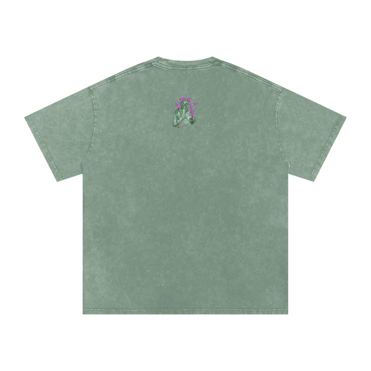 Mini Plato Small Logo Snow Washed Oversized Cotton T-Shirt