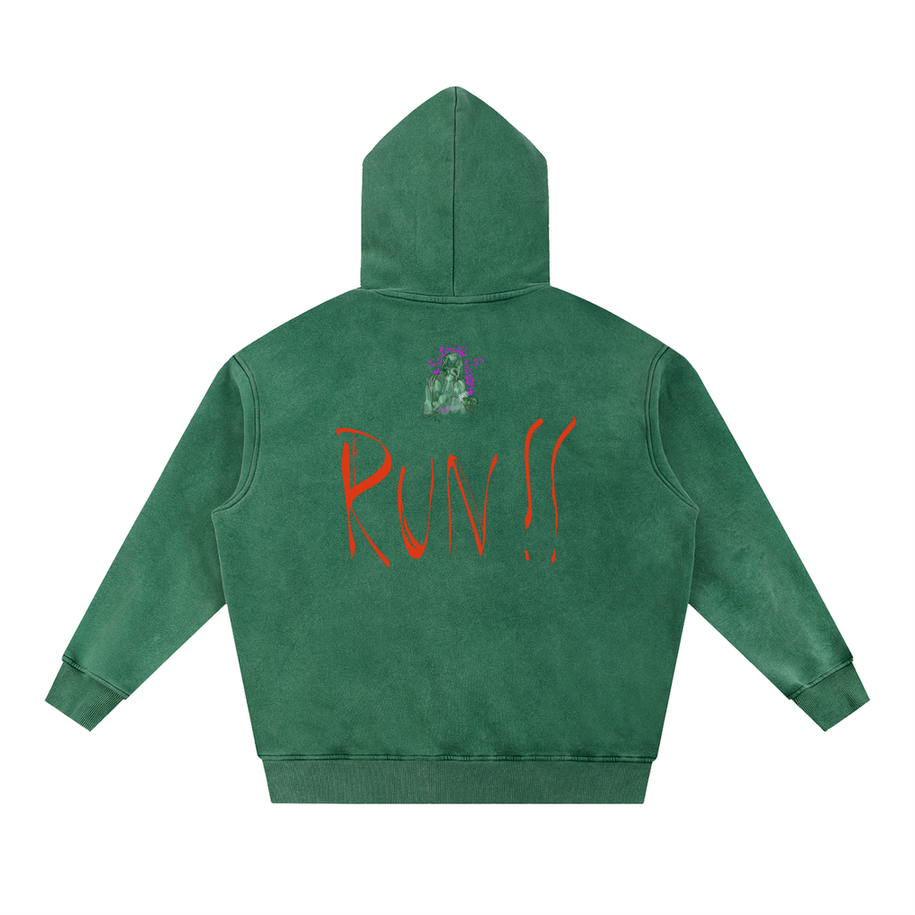 If You See Four Horses.... Snow Wash Fleece Oversize Hoodie