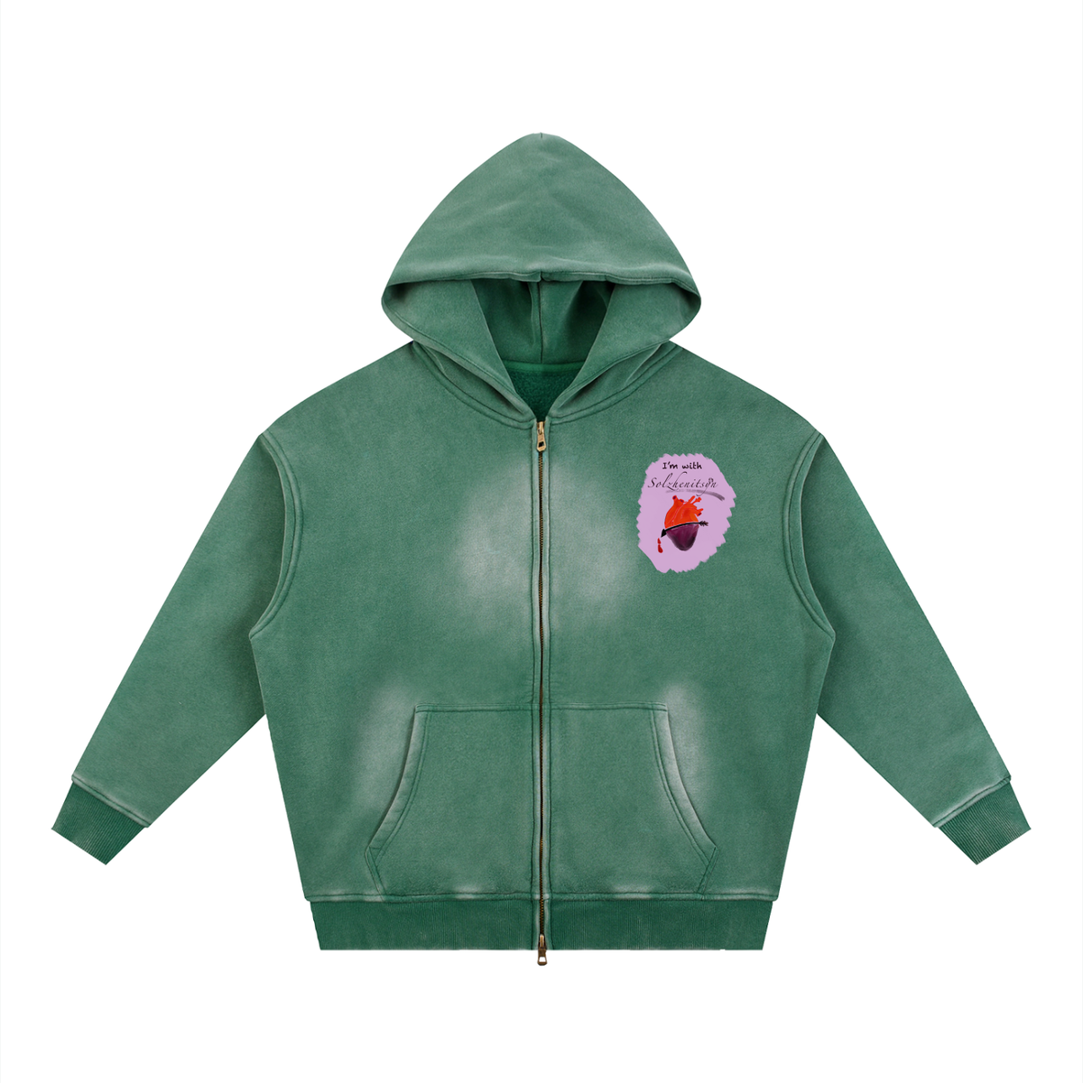 Mini Solzhenitsyn Sunfade Two-way Zipper Boxy Fleece Hoodie