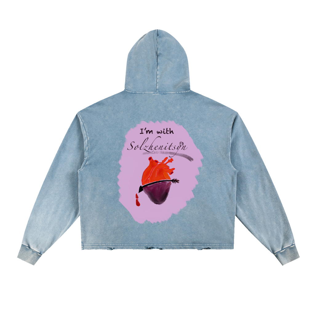 I'm With Solzhenitsyn Vintage Washed Frayed-Hem Hoodie