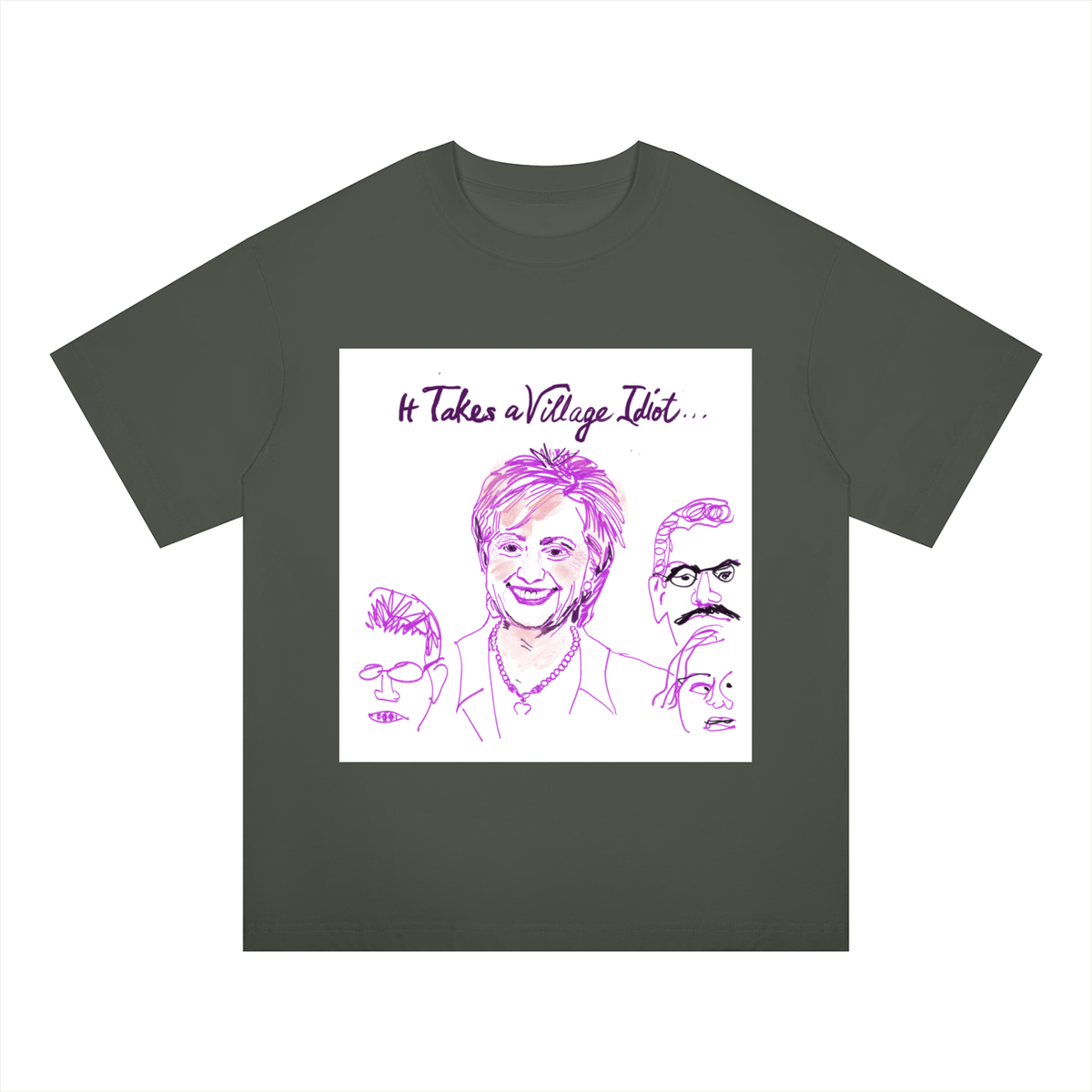 It Takes A Village Idiot Unisex Oversized Drop Shoulder T-Shirt