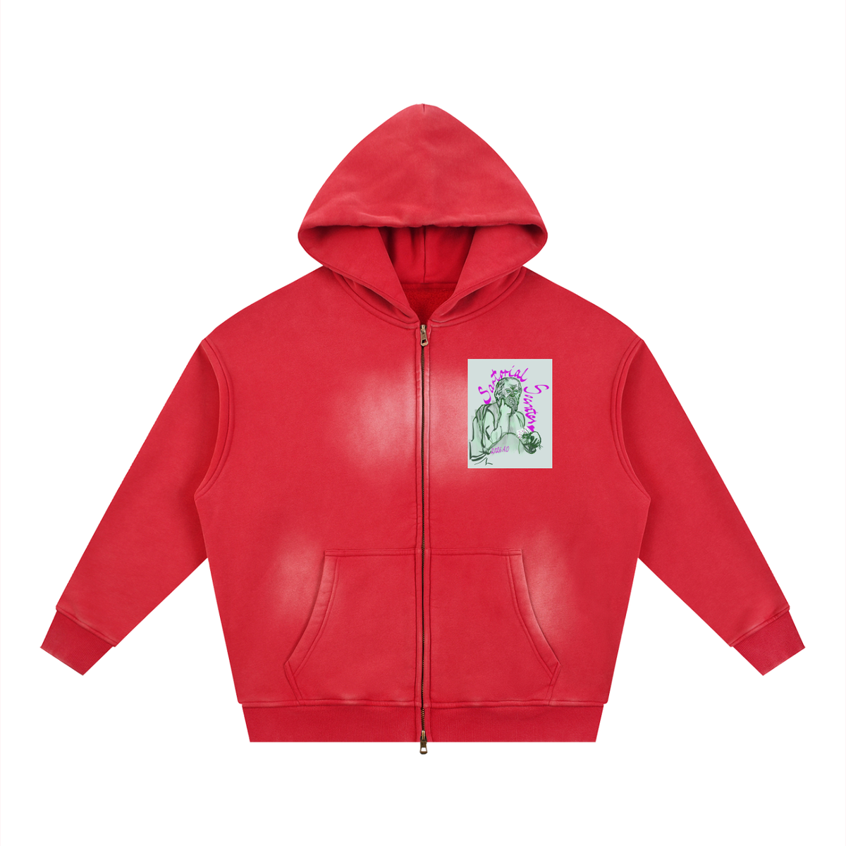 Plato Democratic Youth Sunfade Two-way Zipper Boxy Fleece Hoodie