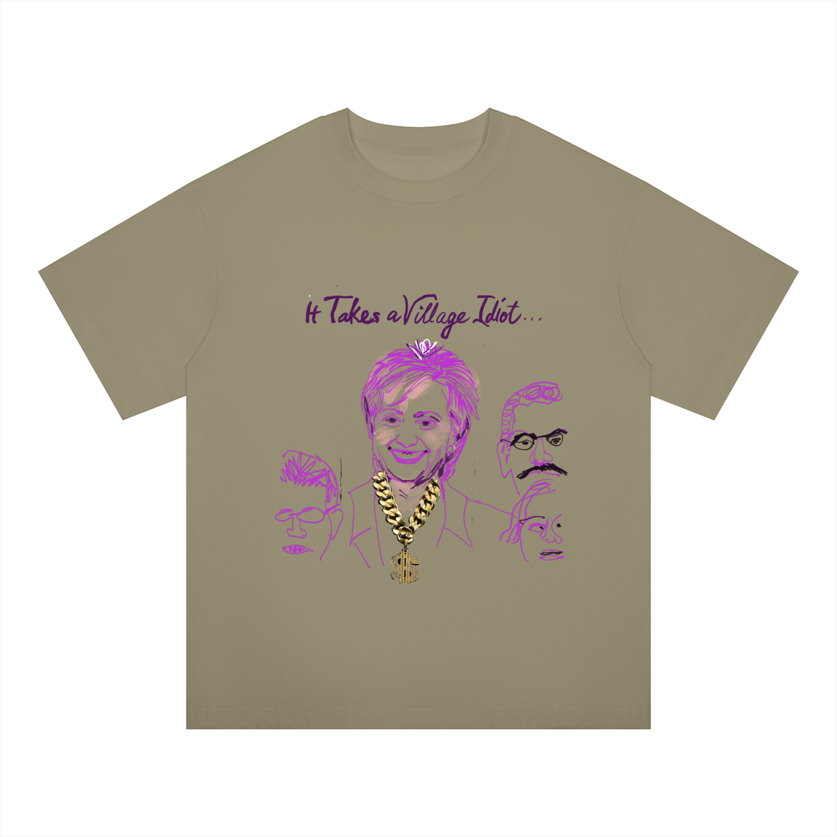 It Takes A Village Idiot Unisex Oversized Drop Shoulder T-Shirt