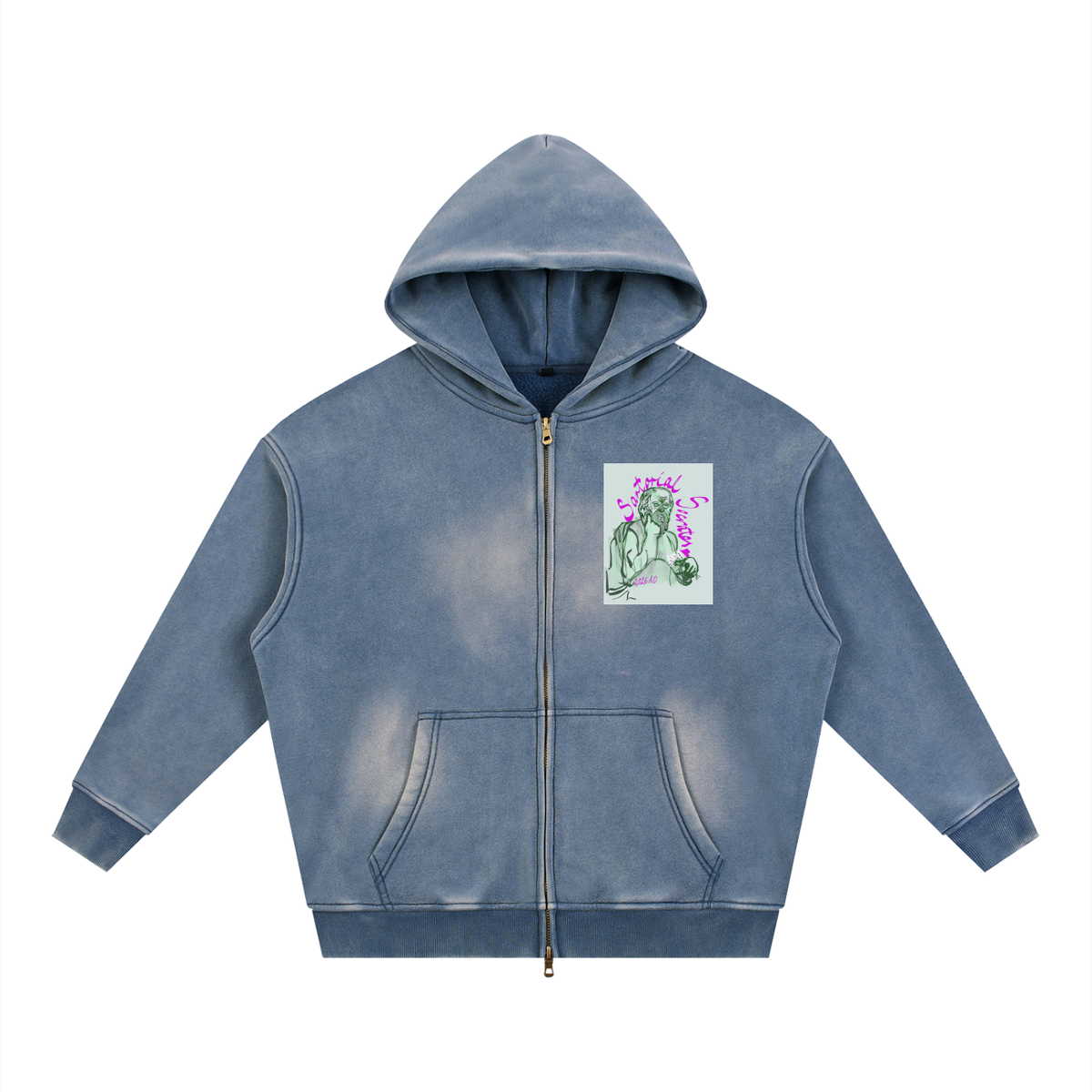 Plato Democratic Youth Sunfade Two-way Zipper Boxy Fleece Hoodie