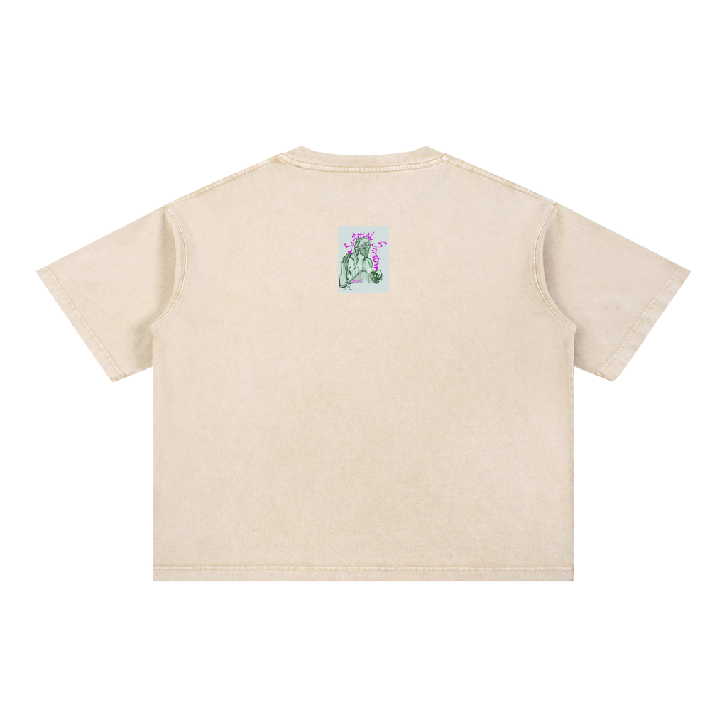 It Takes A Village Idiot Mineral Wash Boxy Cotton T-Shirt