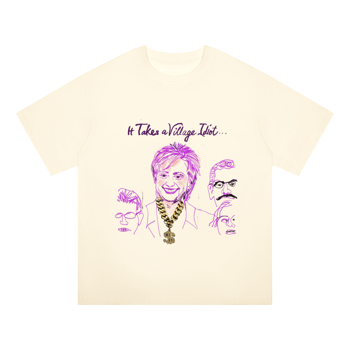 It Takes A Village Idiot Unisex Oversized Drop Shoulder T-Shirt