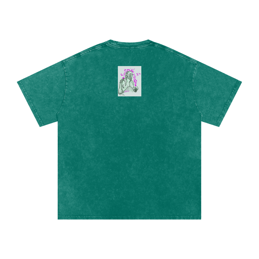 Sartorial Socrates Logo Snow Washed Oversized Cotton T-Shirt