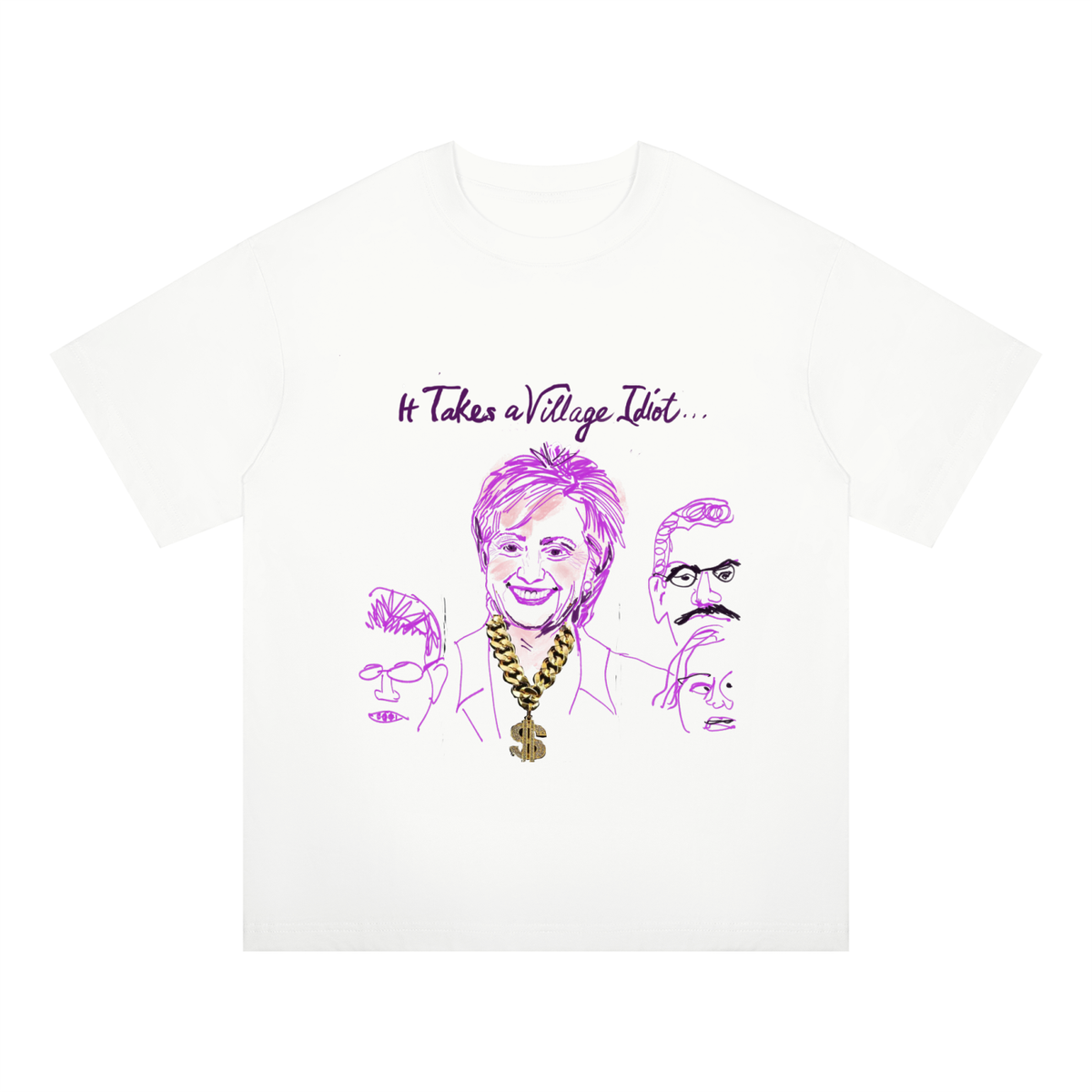 It Takes A Village Idiot Unisex Oversized Drop Shoulder T-Shirt