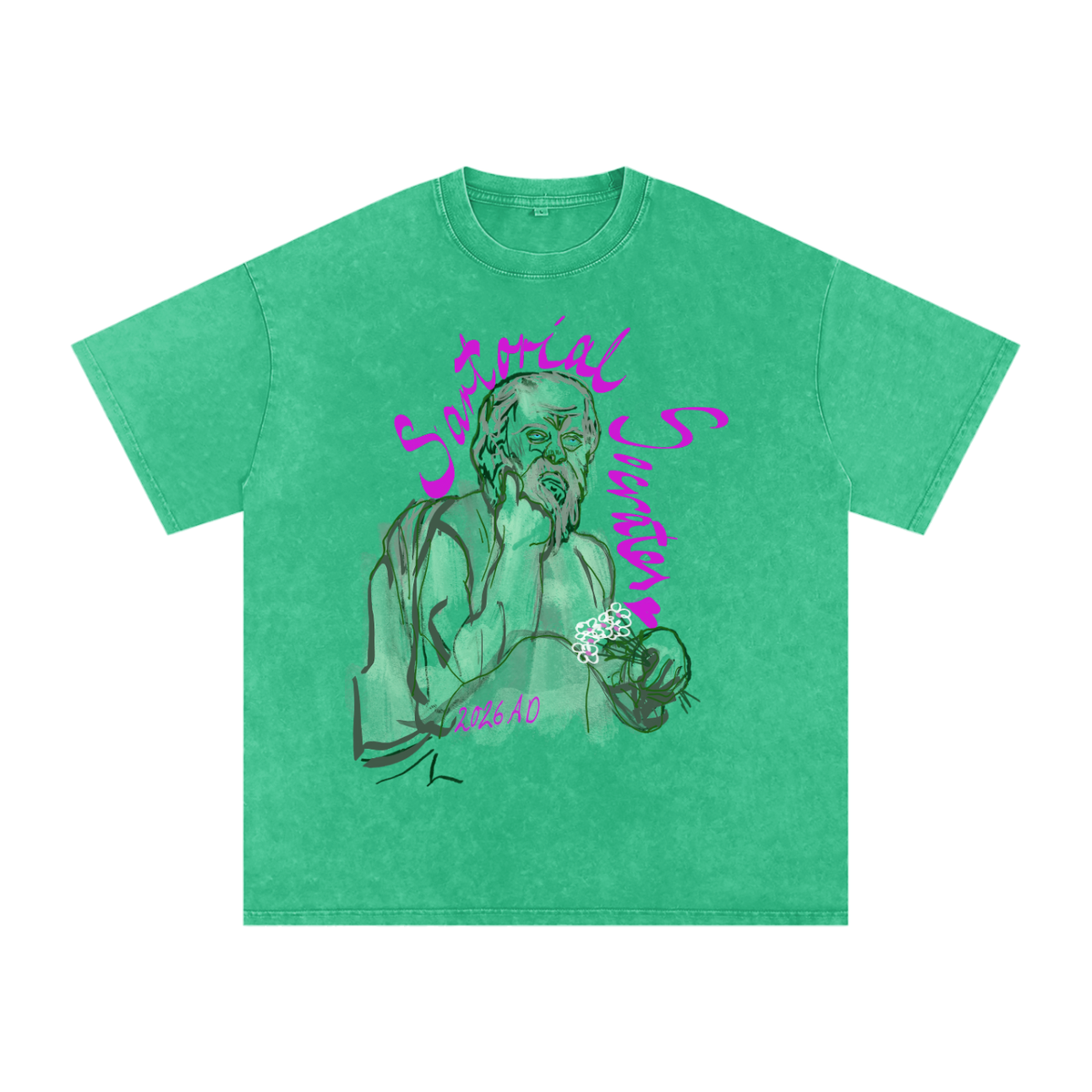 Sartorial Socrates Logo Snow Washed Oversized Cotton T-Shirt