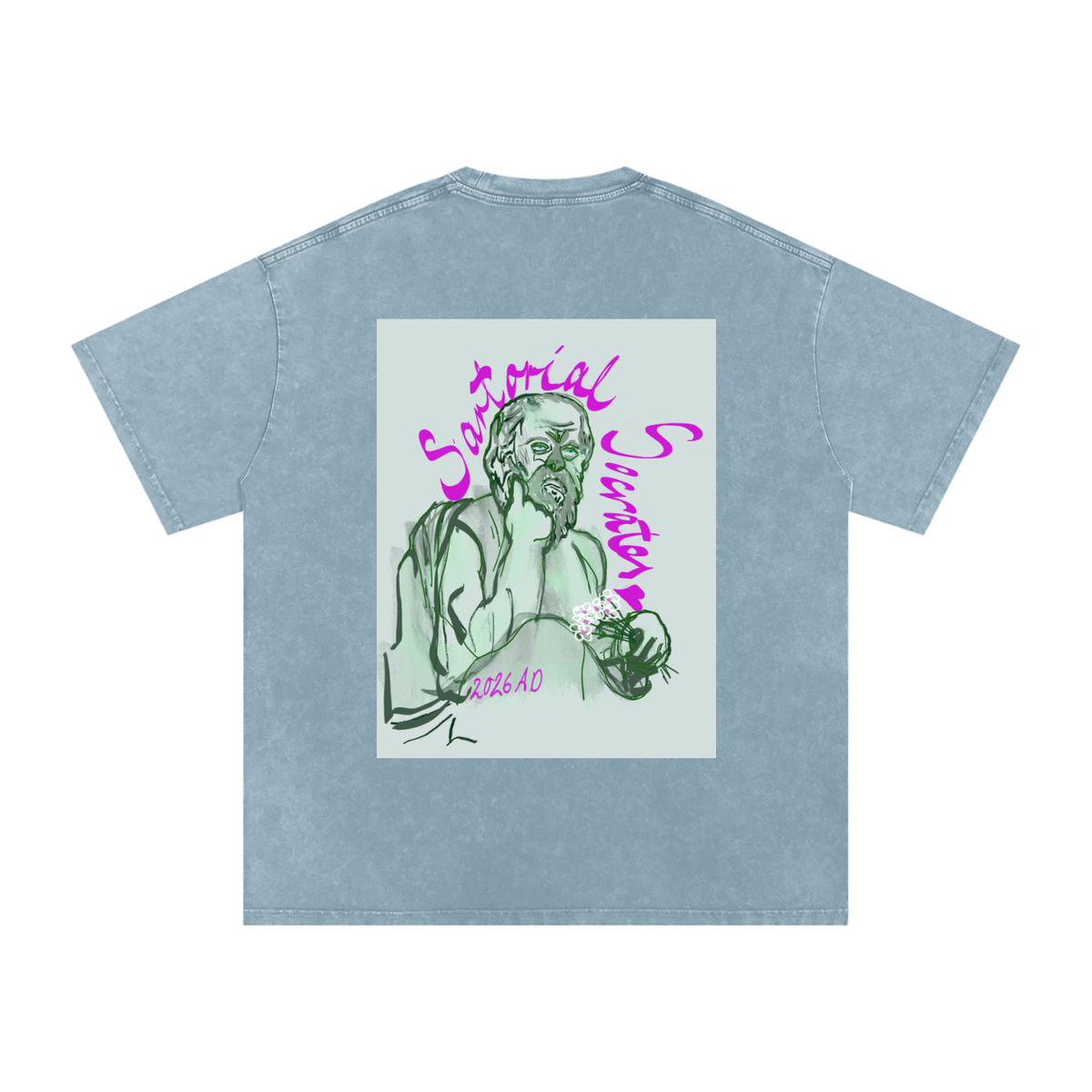 Little Plato Big Logo Snow Washed Oversized Cotton T-Shirt