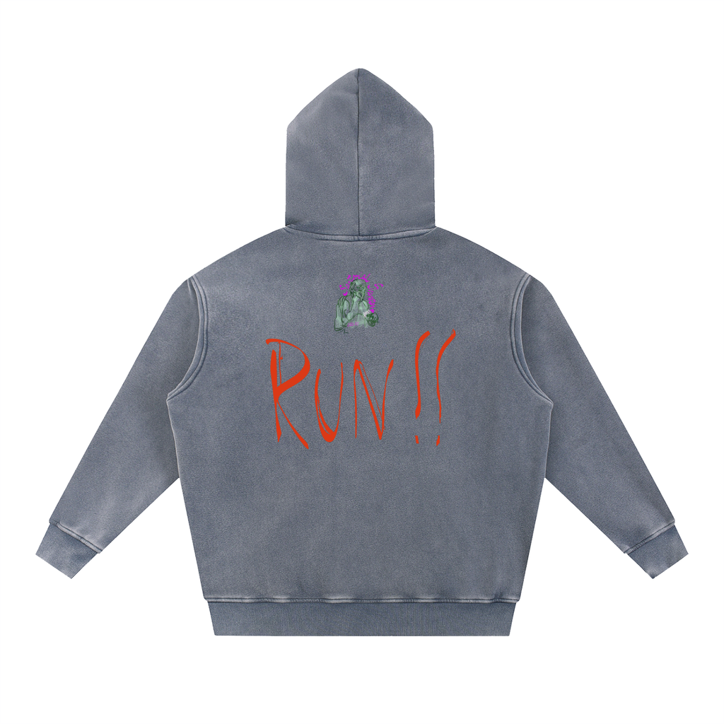 If You See Four Horses.... Snow Wash Fleece Oversize Hoodie