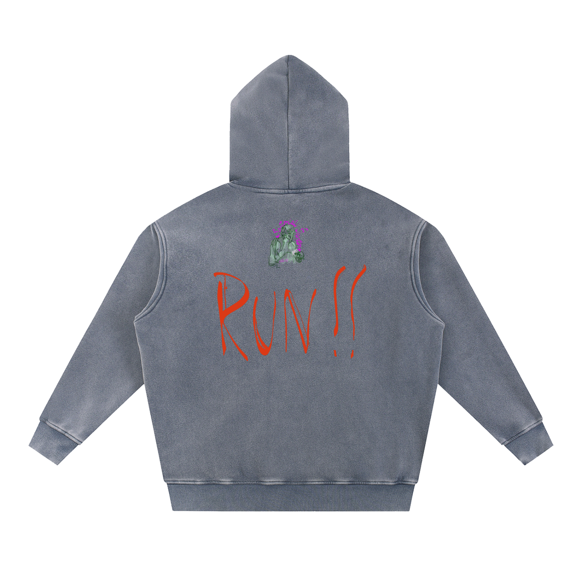 If You See Four Horses.... Snow Wash Fleece Oversize Hoodie