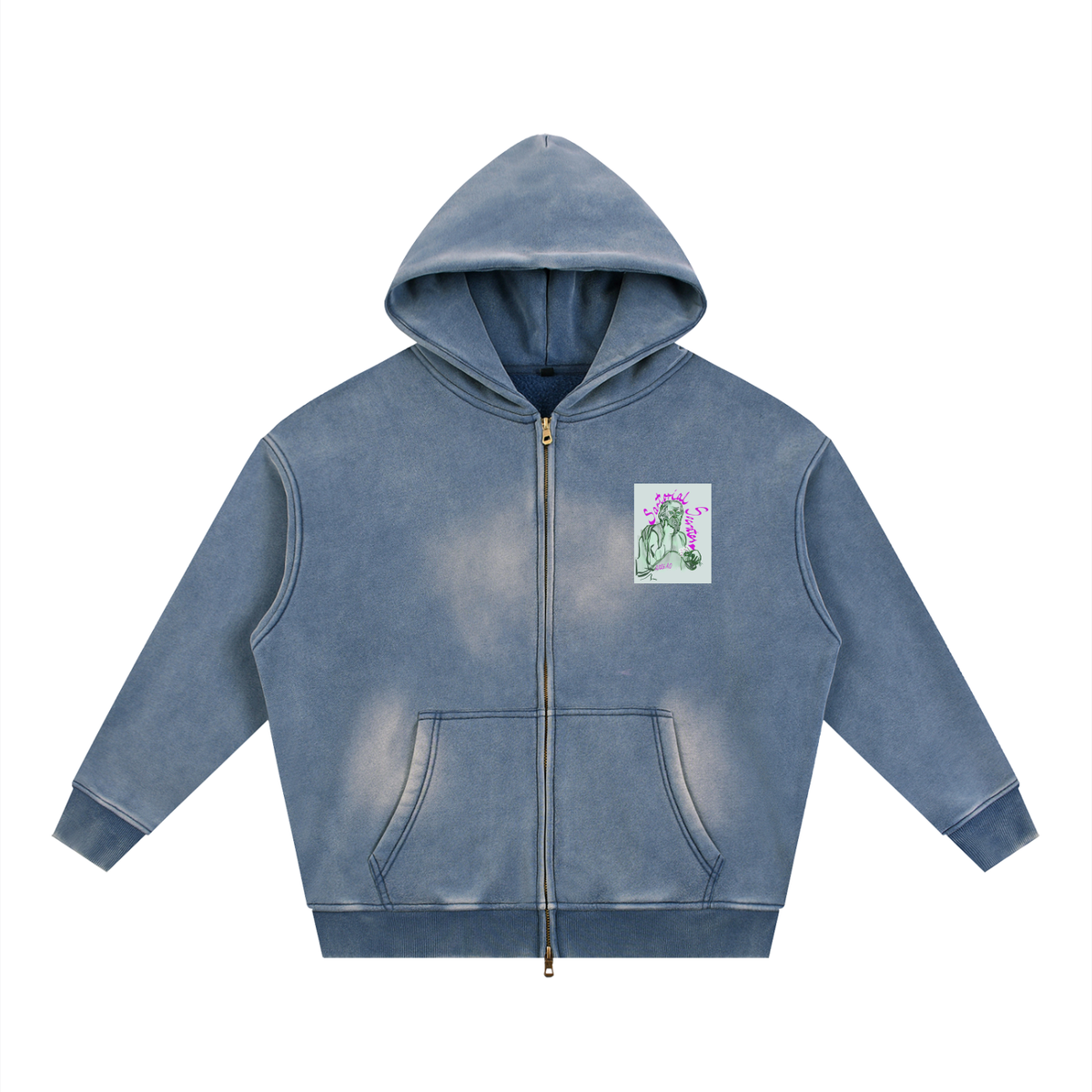 This. Guy. (Back) Sunfade Two-way Zipper Boxy Fleece Hoodie