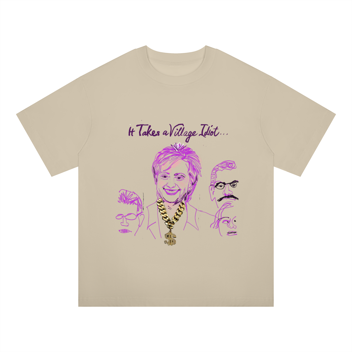 It Takes A Village Idiot Unisex Oversized Drop Shoulder T-Shirt
