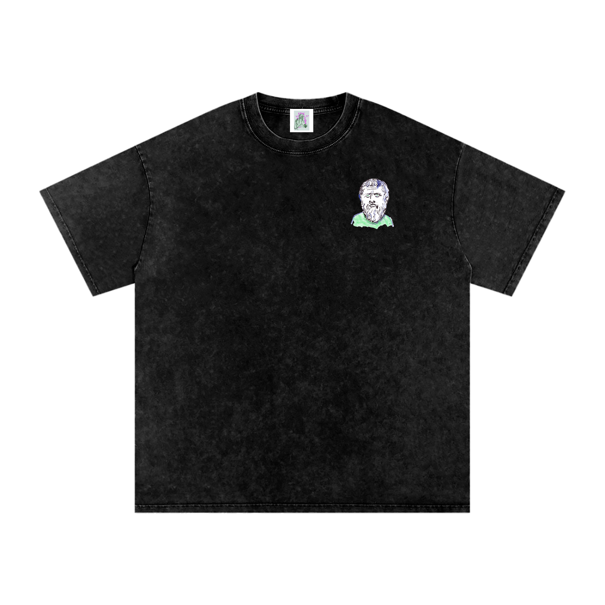 Mini Plato Small Logo Snow Washed Oversized Cotton T-Shirt