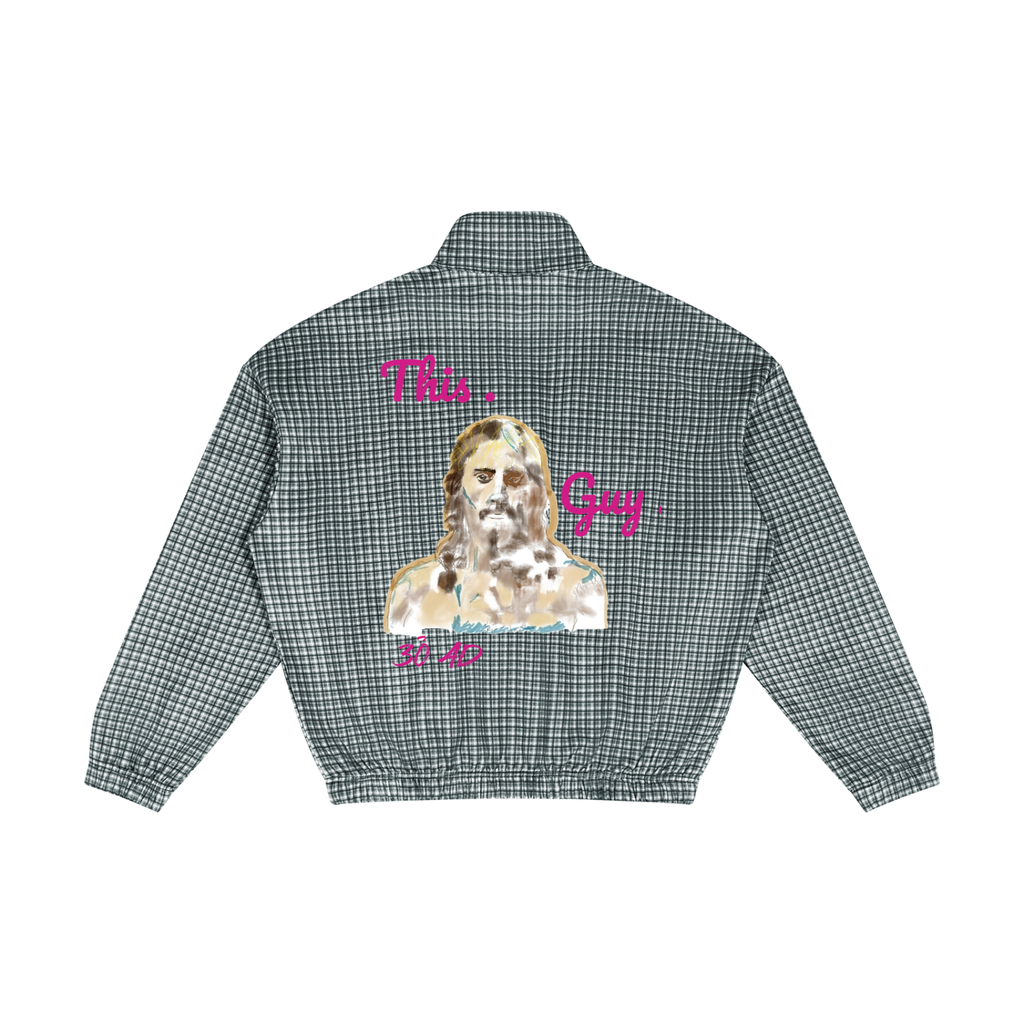 This Guy (Back) Unisex Plaid Quarter-Zip Sweatshirt