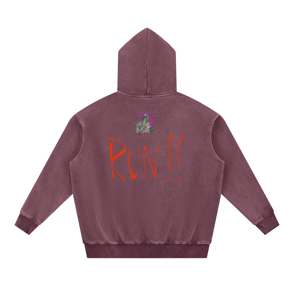 If You See Four Horses.... Snow Wash Fleece Oversize Hoodie