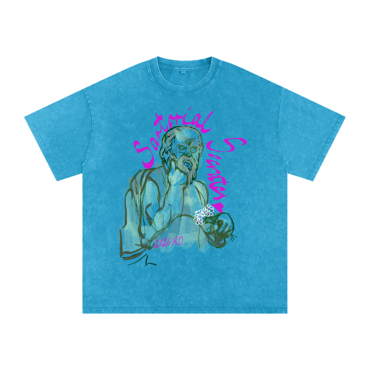 Sartorial Socrates Logo Snow Washed Oversized Cotton T-Shirt