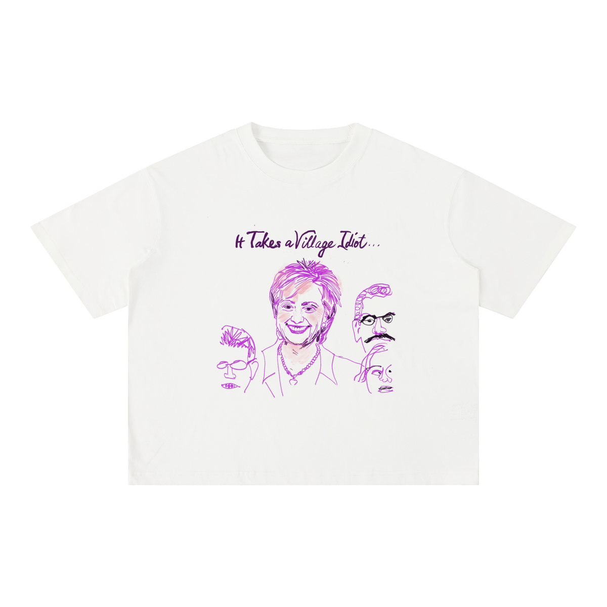 It Takes A Village Idiot Mineral Wash Boxy Cotton T-Shirt