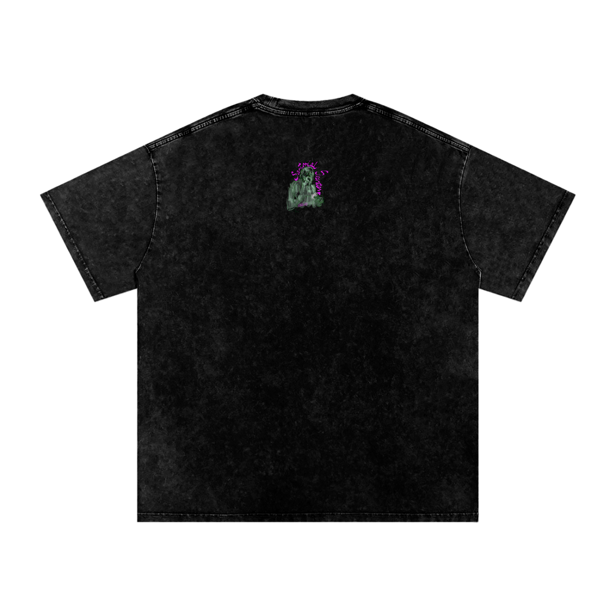 Mini Plato Small Logo Snow Washed Oversized Cotton T-Shirt