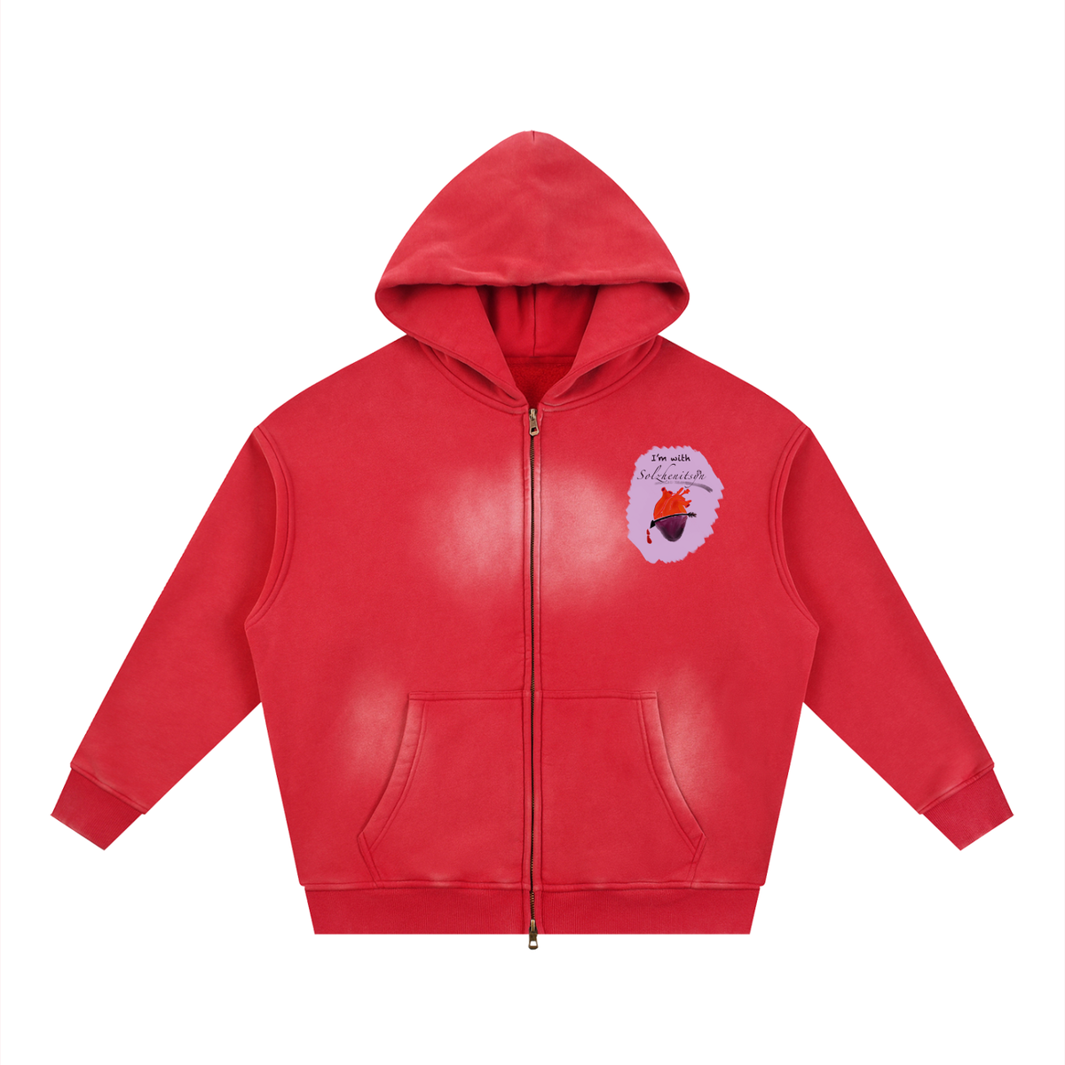 Mini Solzhenitsyn Sunfade Two-way Zipper Boxy Fleece Hoodie