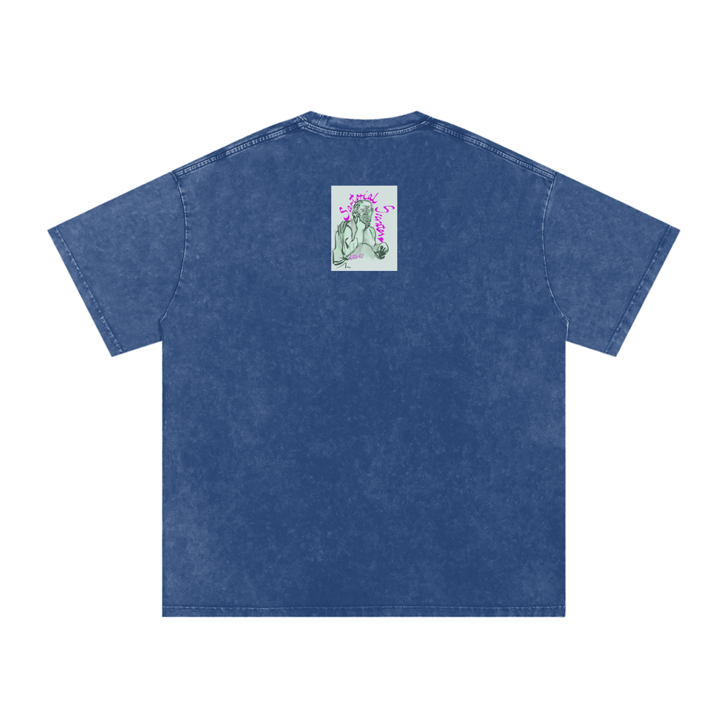 Sartorial Socrates Logo Snow Washed Oversized Cotton T-Shirt