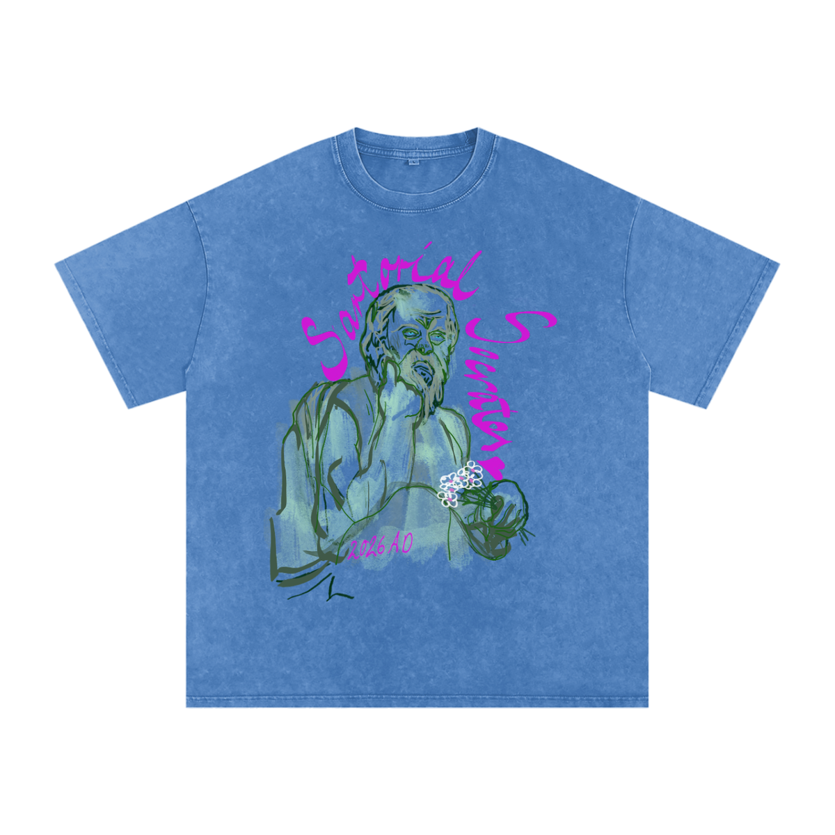 Sartorial Socrates Logo Snow Washed Oversized Cotton T-Shirt