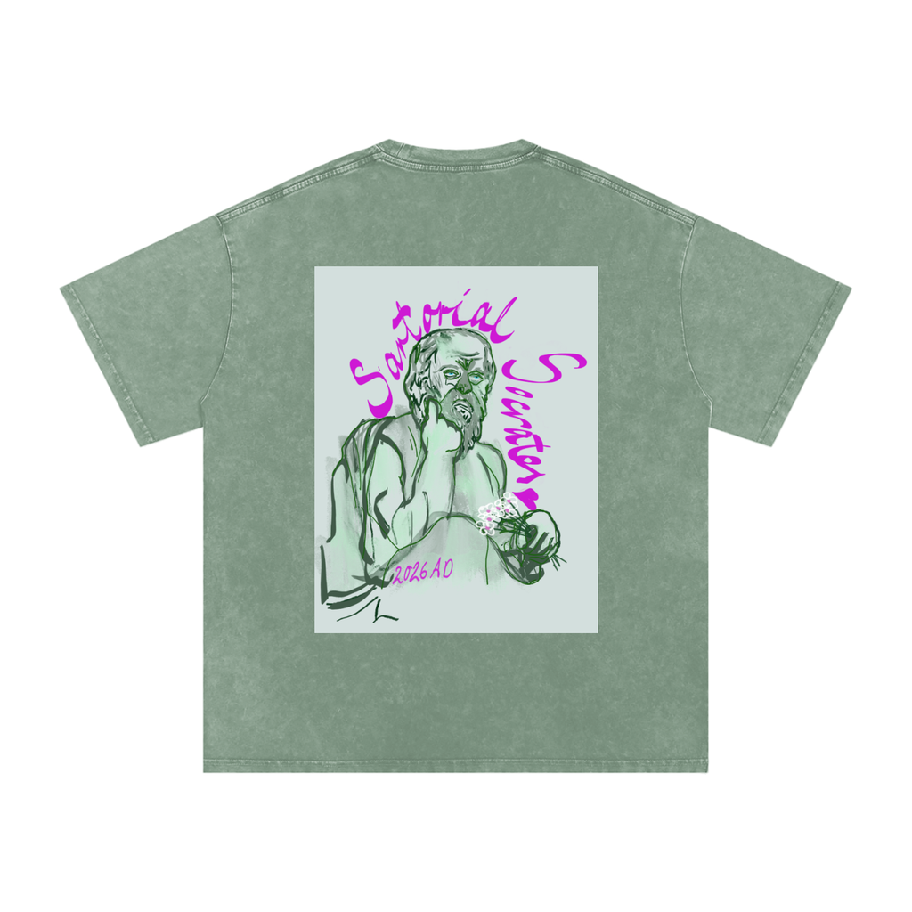Little Plato Big Logo Snow Washed Oversized Cotton T-Shirt