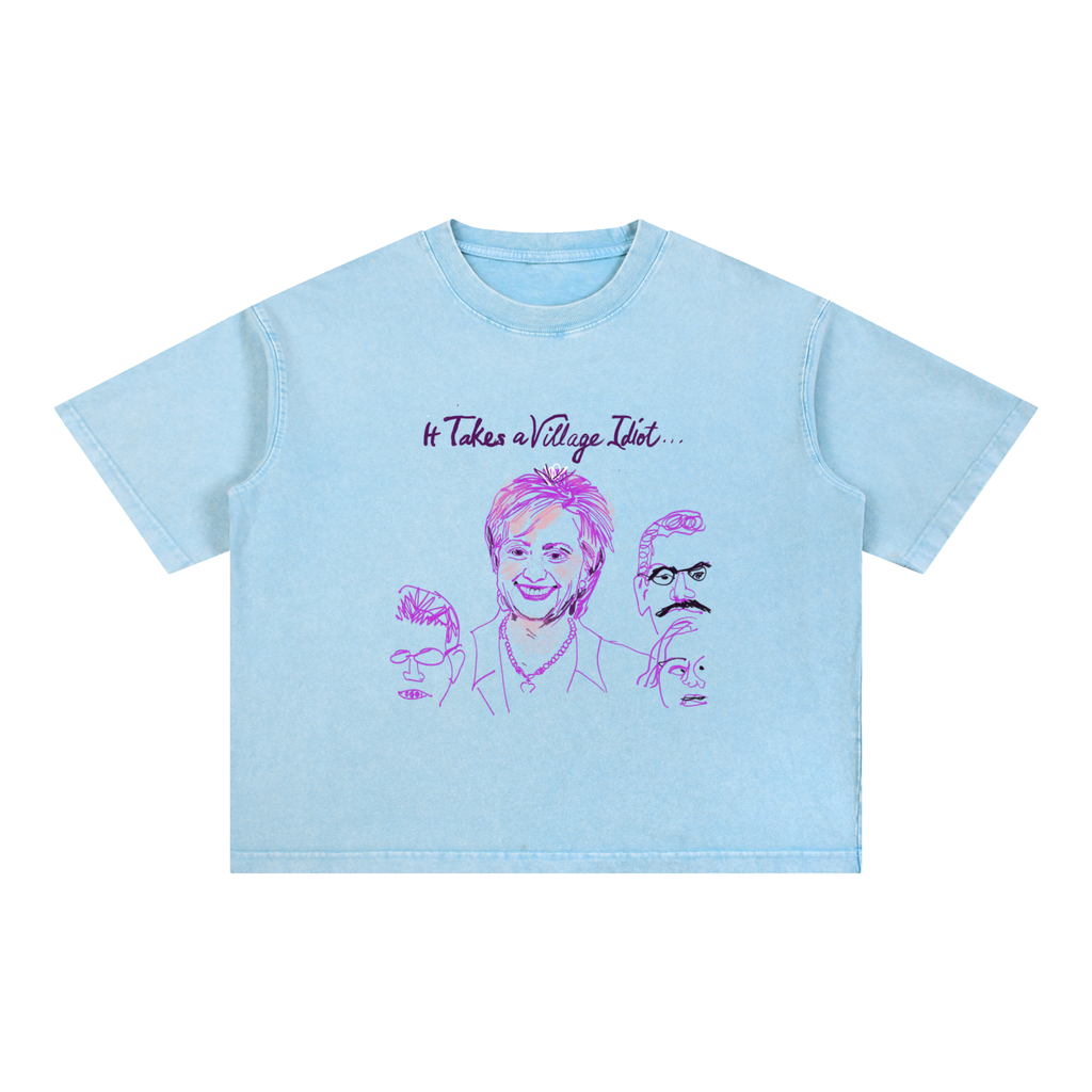 It Takes A Village Idiot Mineral Wash Boxy Cotton T-Shirt