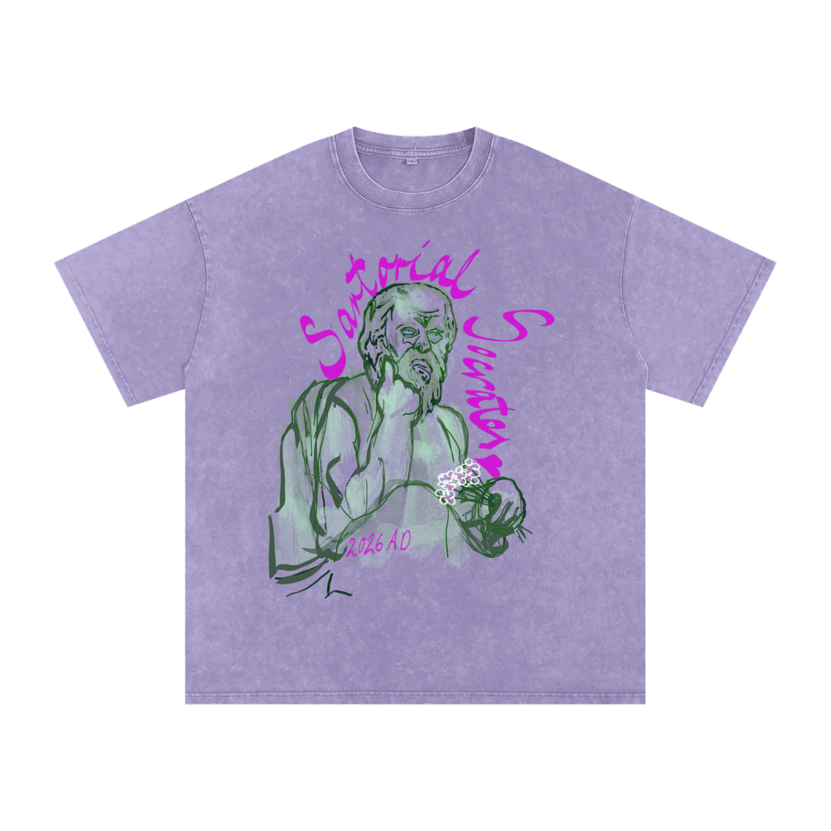Sartorial Socrates Logo Snow Washed Oversized Cotton T-Shirt